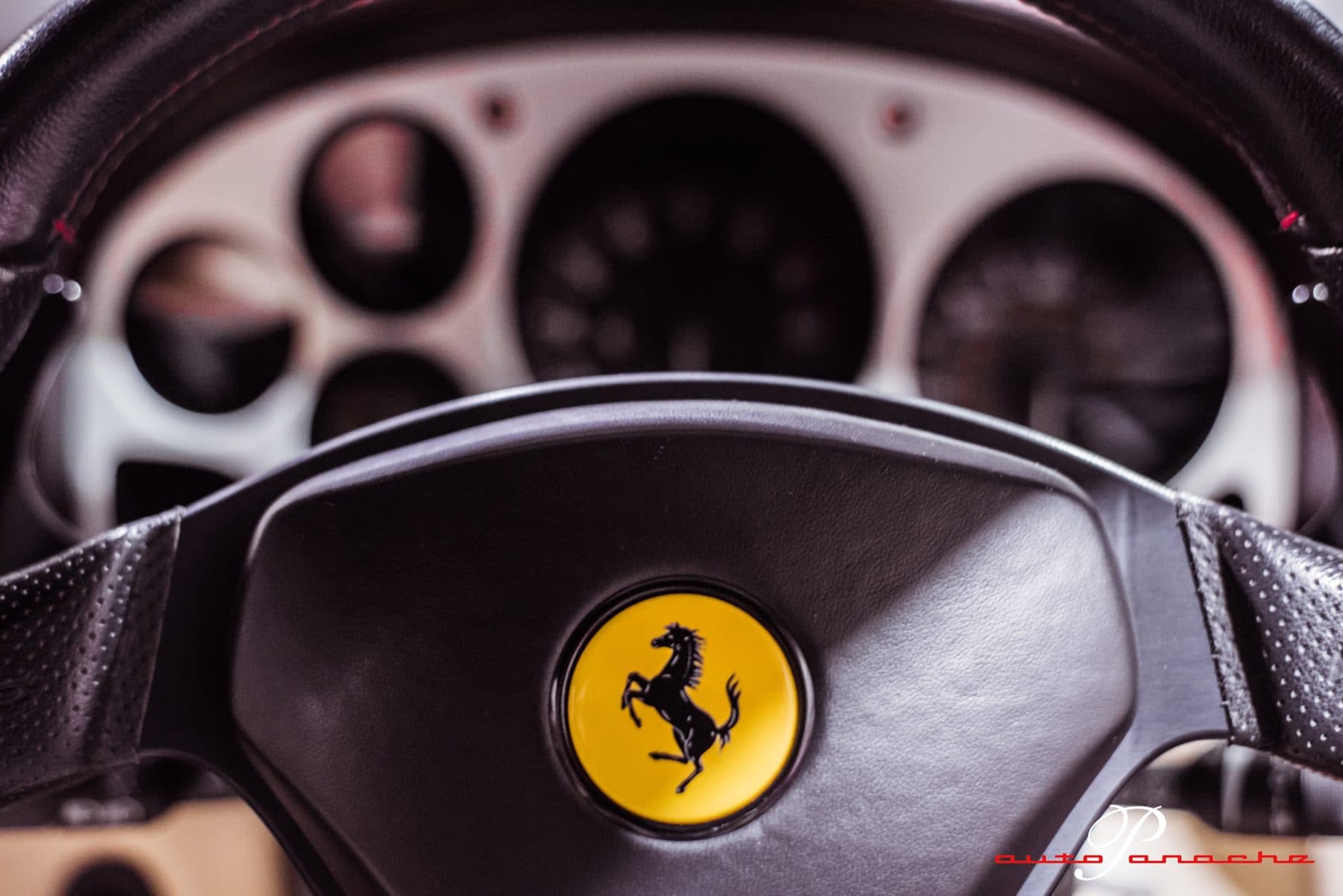 Ferrari steering wheel badge, close