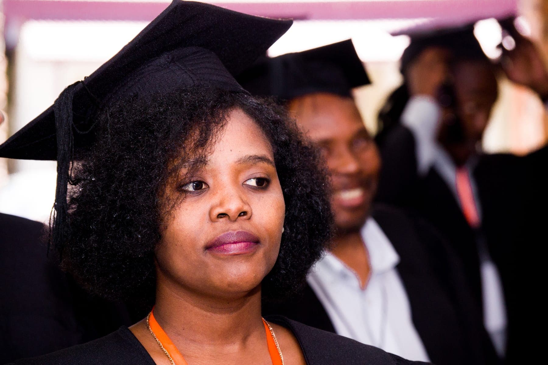 Graduate in a mortarboard at a National Lotteries Commission ceremony