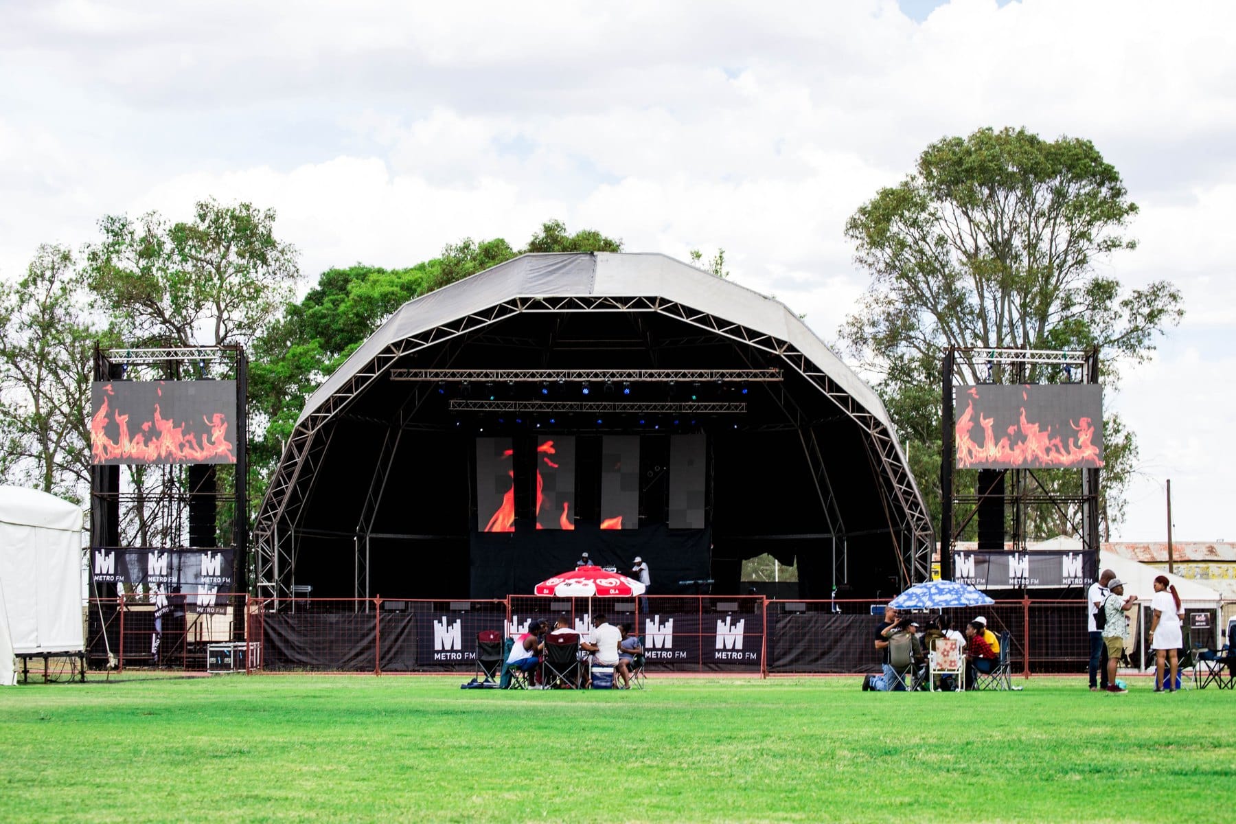 Metro FM stage with flame screens before the gates opened